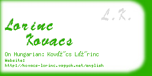 lorinc kovacs business card